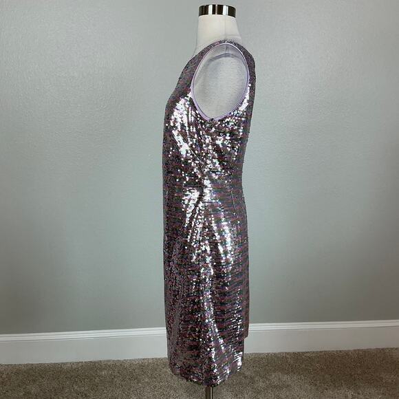 Vince Camuto Sparkly Sequined Mini Sheath Cocktail Dress Size 6 Pink and Silver - Picture 5 of 13